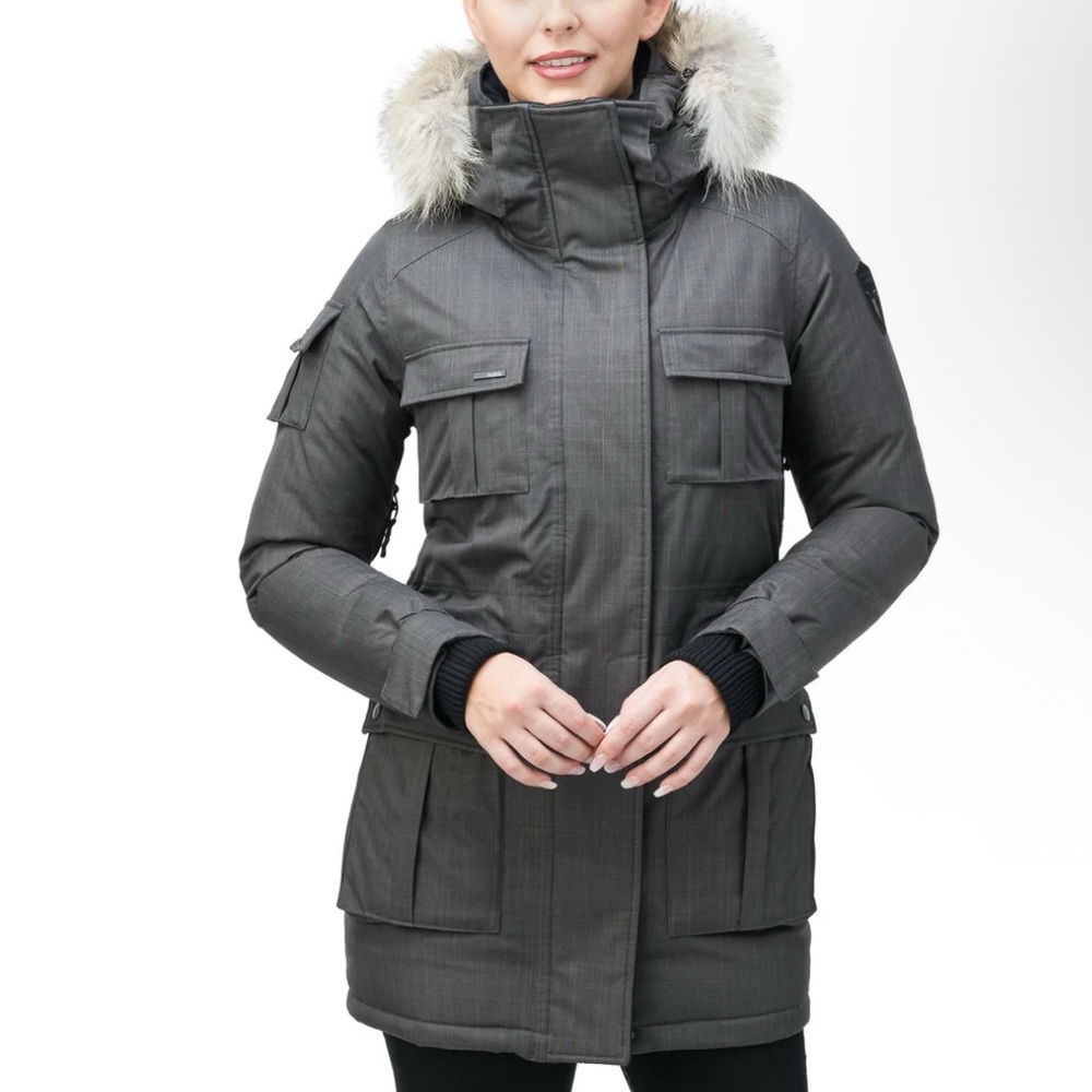 Nobis Women's Cindy Crosshatch Steel Grey Parka Jacket